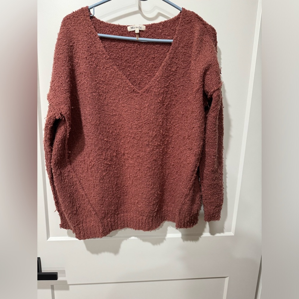 Cozy V-Neck Sweater in Rust